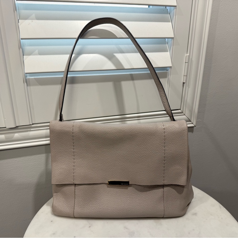 Ted Baker Classic Pebbled Leather Proter Shoulder Bag in Grey